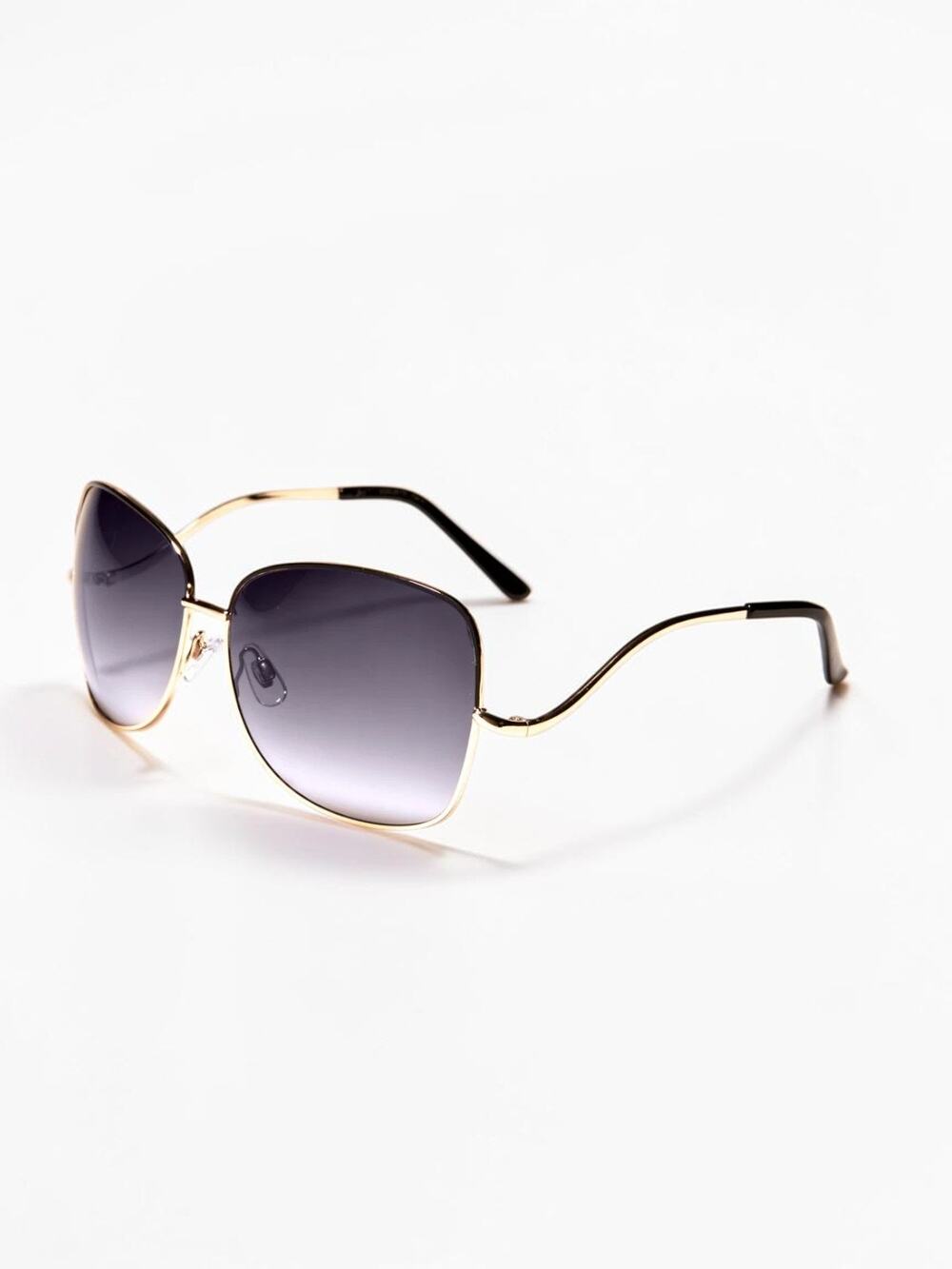 Giselle Black Gradiant Lens Gold Metal Wave Sunglasses New